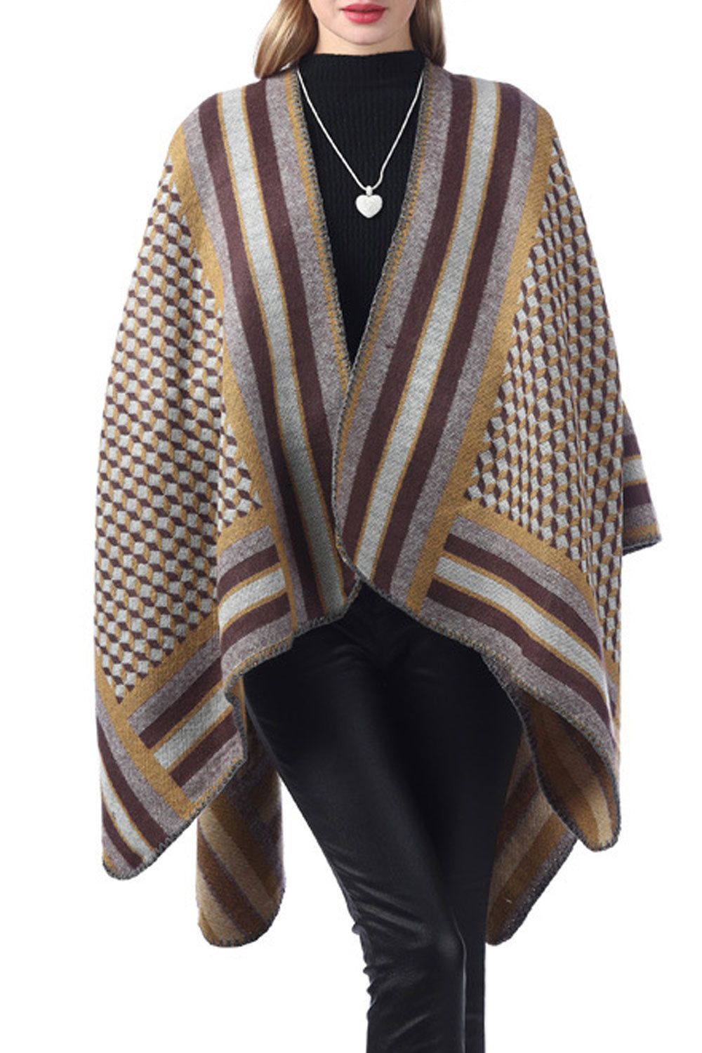 Women Lovely Stripe Pattern Warm Shawl