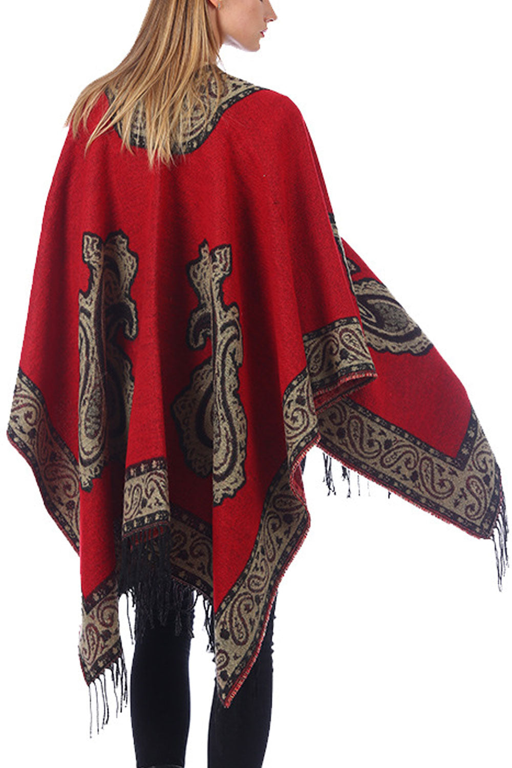 Women Fashion Flower Tassel Decorated Warm Shawl