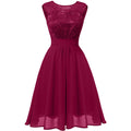 Women Round Neck Sleeveless Swing Lace Dress