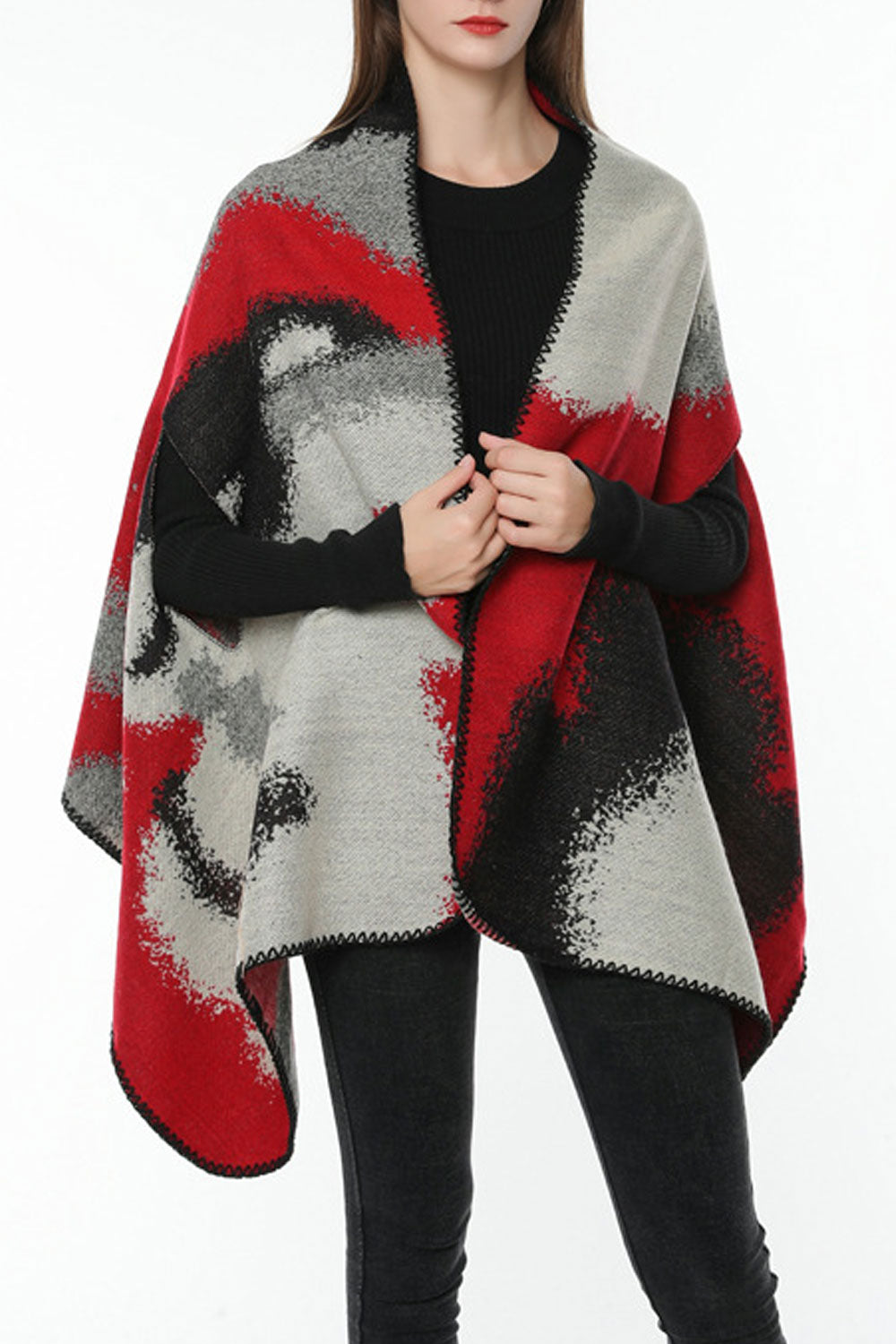 Women Thick & Warm Contrast Color Shawl