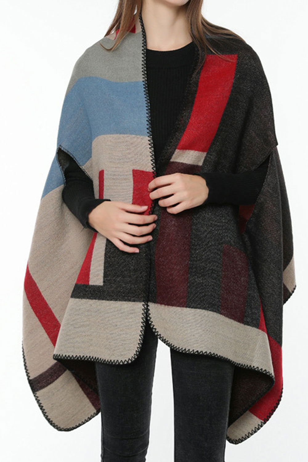 Women Thick & Warm Contrast Color Shawl