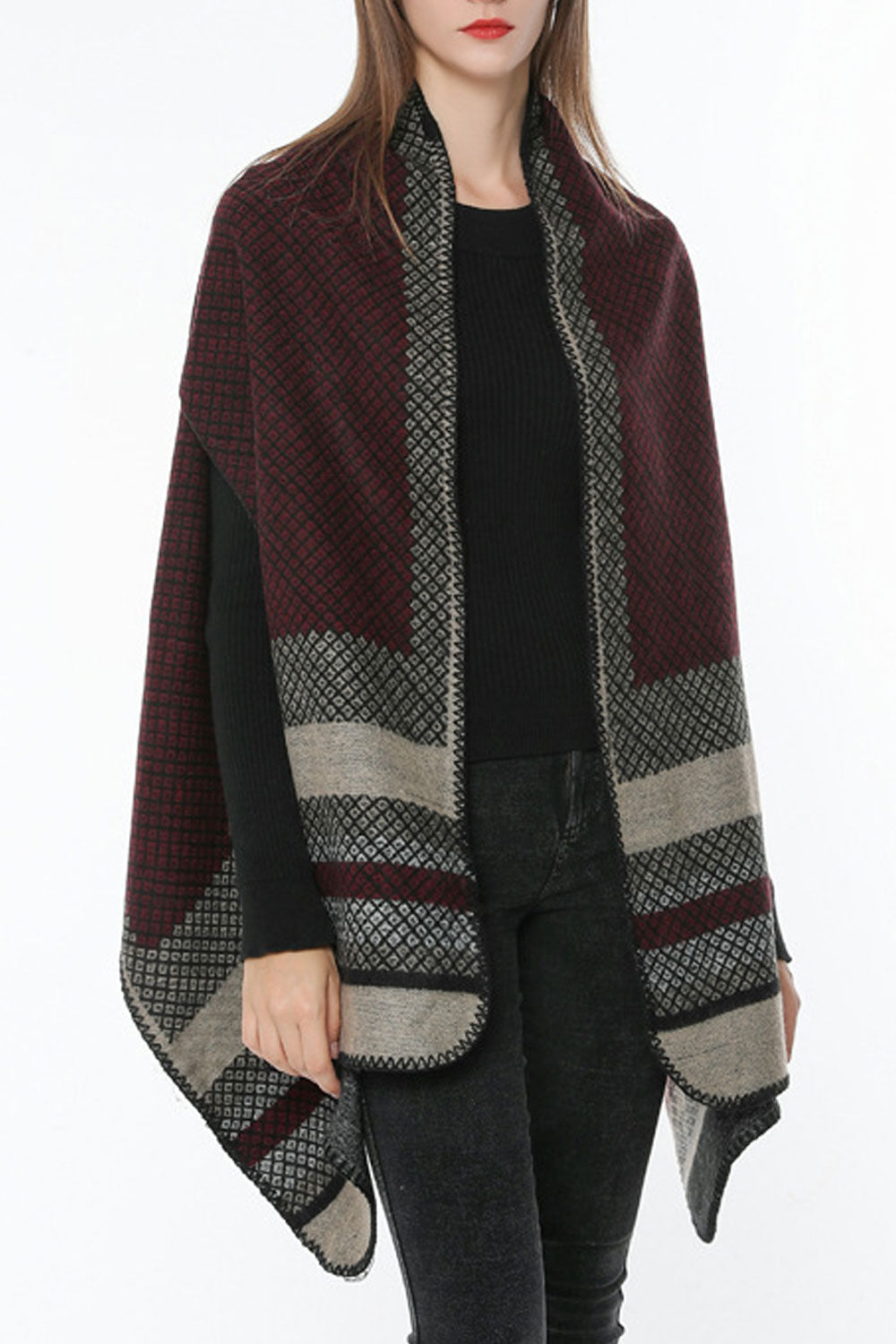 Women Thick & Warm Contrast Color Shawl