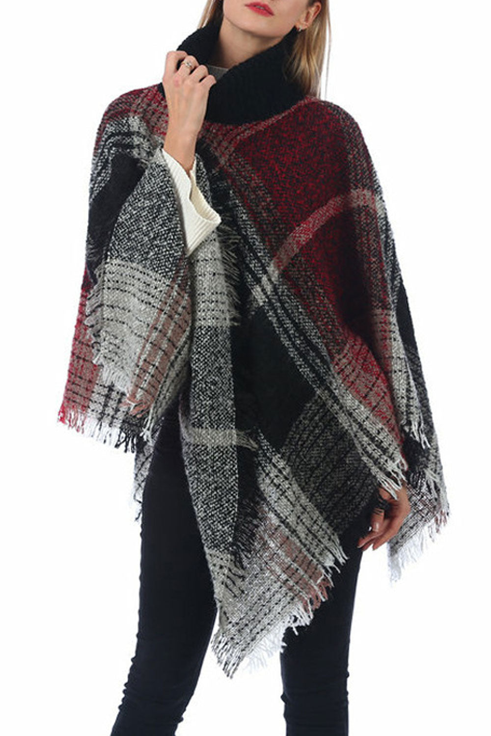 Women Autumn Winter Plaid Pattern Warm Shawl