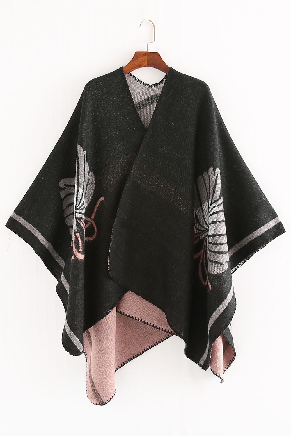 Women Charming Flower Pattern Warm Thick Cashmere Shawl