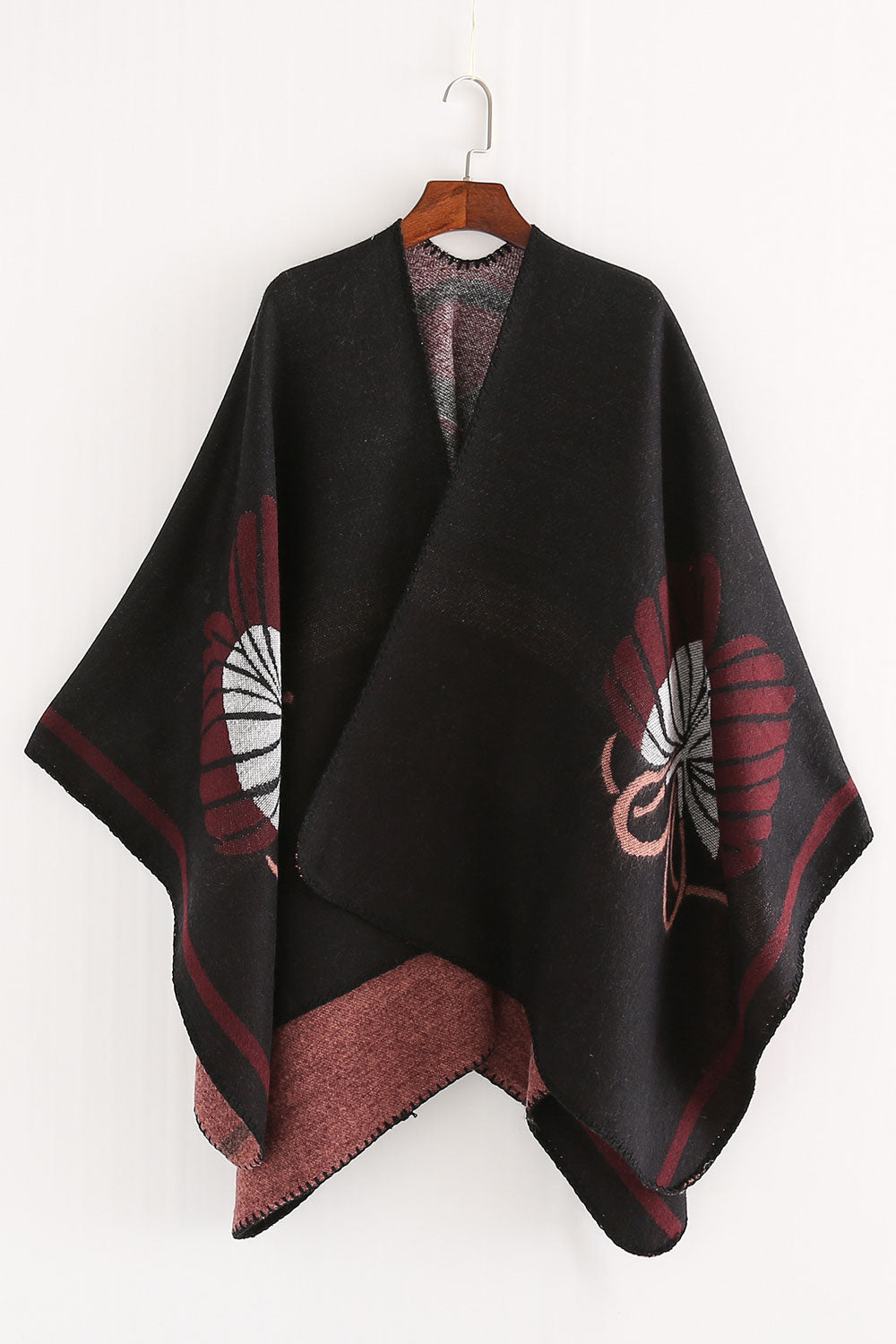 Women Charming Flower Pattern Warm Thick Cashmere Shawl