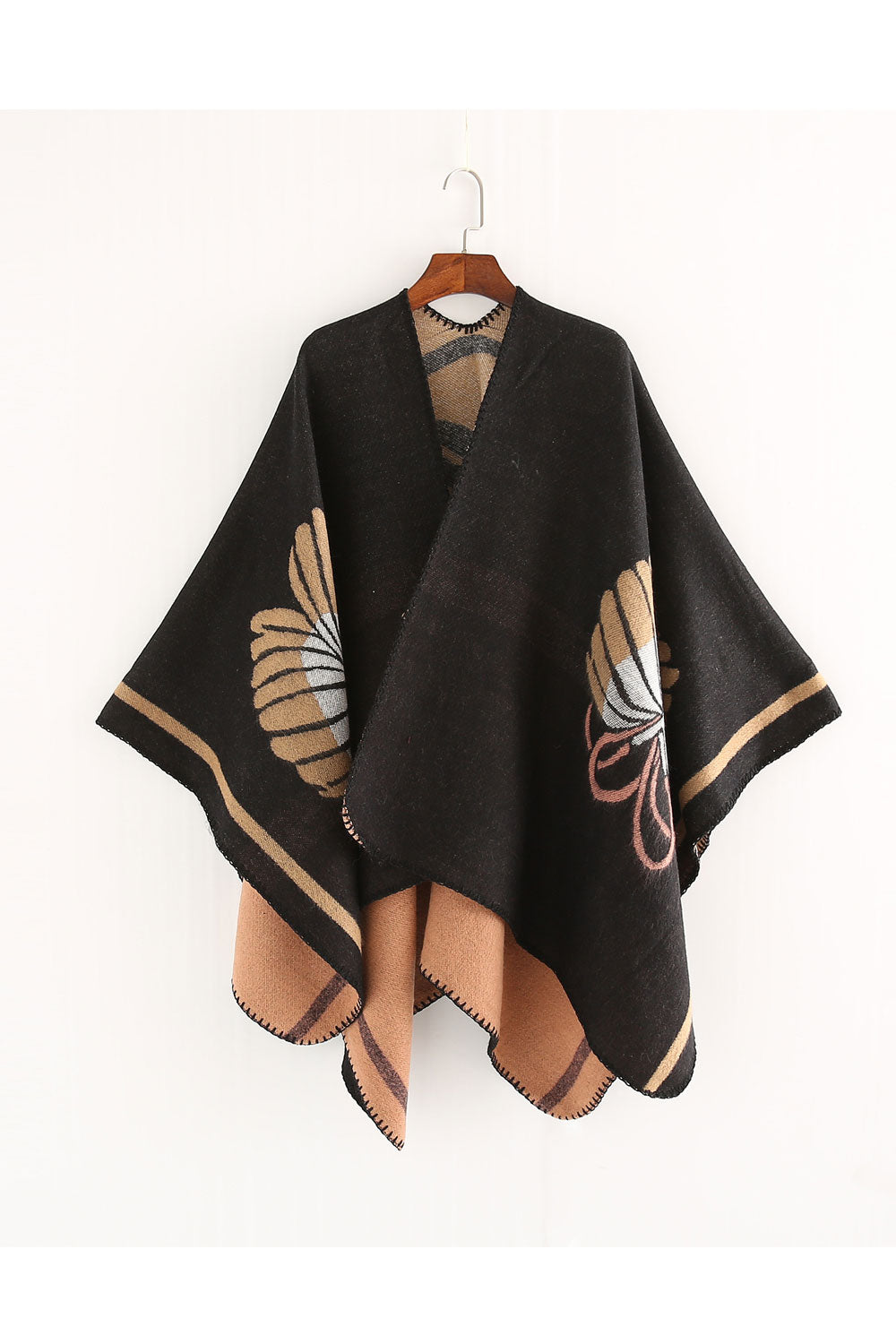 Women Charming Flower Pattern Warm Thick Cashmere Shawl