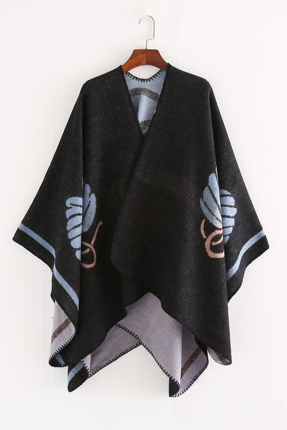 Women Charming Flower Pattern Warm Thick Cashmere Shawl