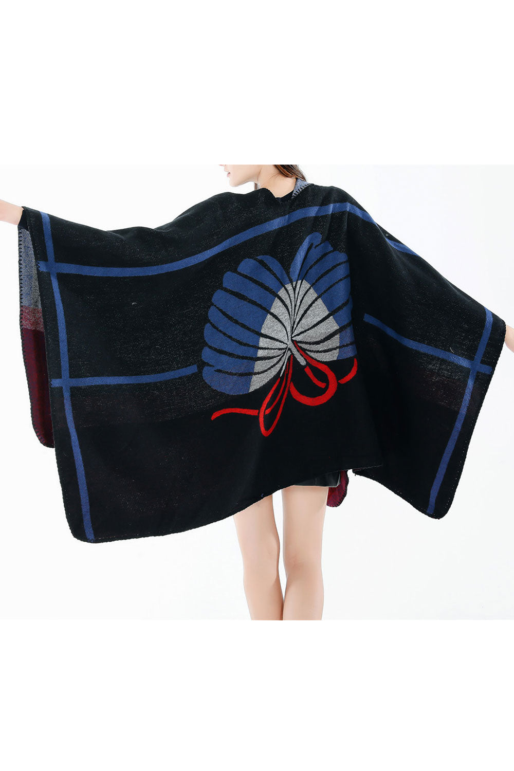 Women Charming Flower Pattern Warm Thick Cashmere Shawl