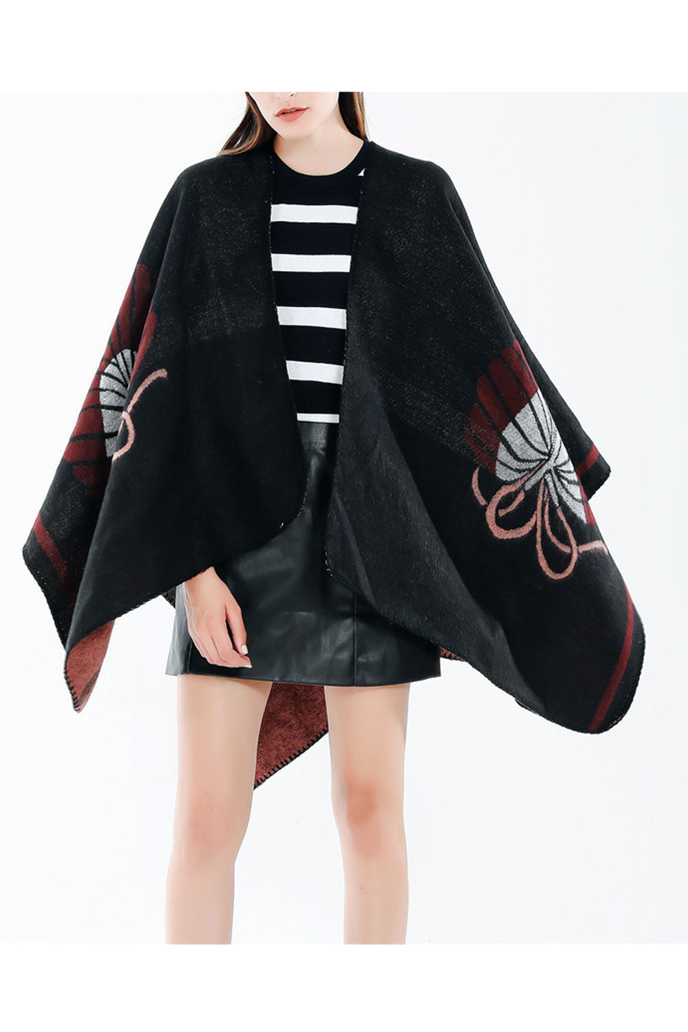 Women Charming Flower Pattern Warm Thick Cashmere Shawl