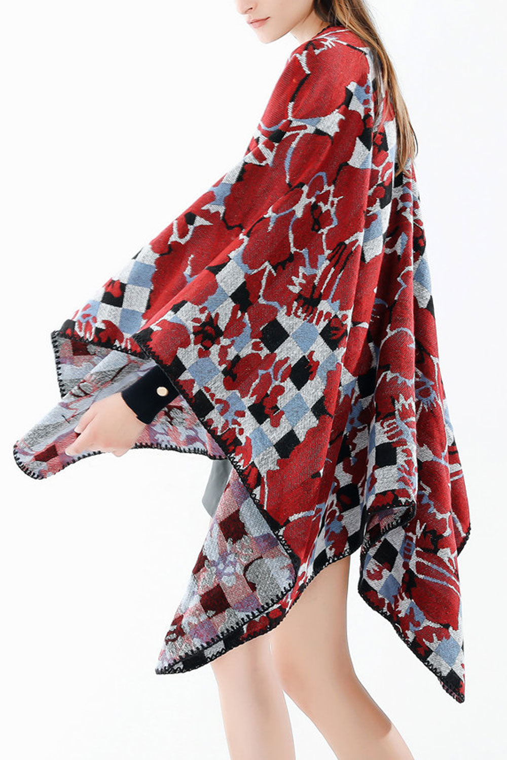 Women Autumn Winter Floral Warm & Thick Shawl