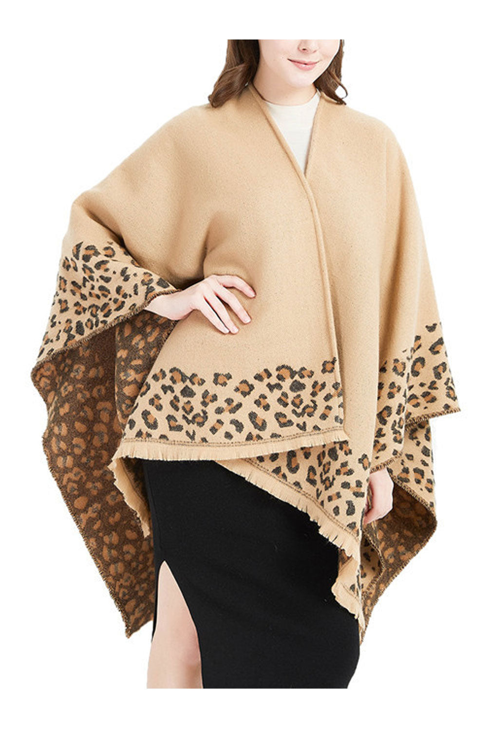 Women Classy Winter Leopard Pattern Warm Shawl