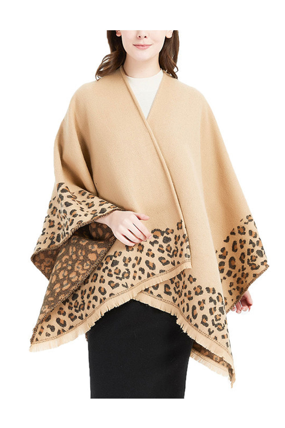 Women Classy Winter Leopard Pattern Warm Shawl