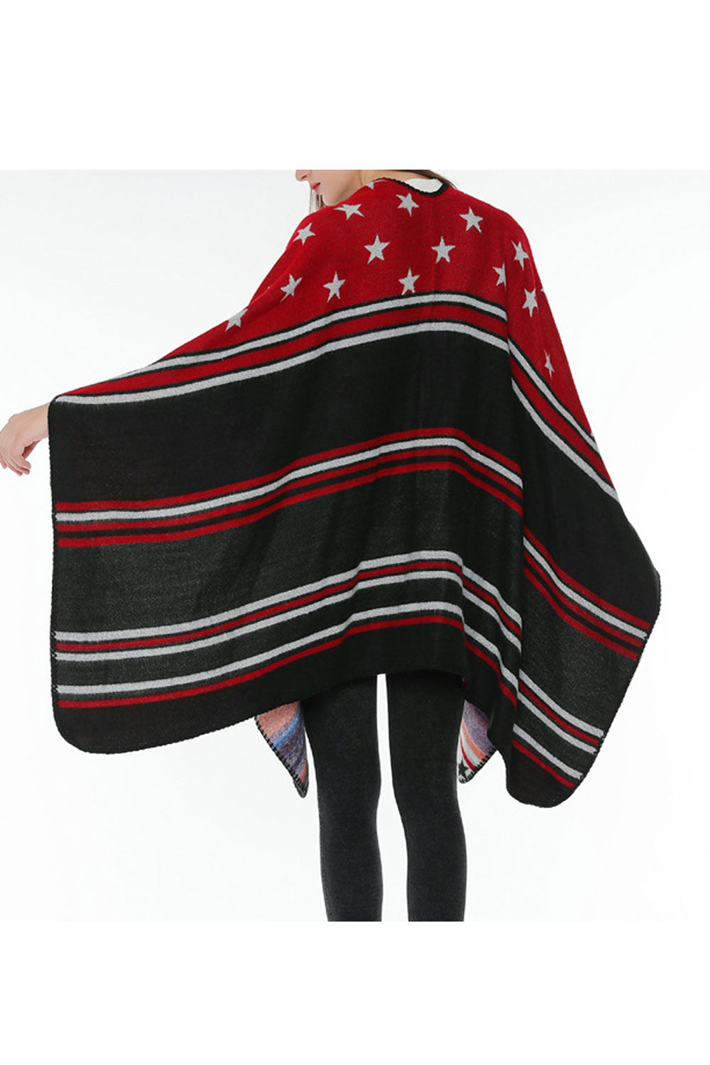 Women Lovely Color Stripe Star Warm Shawl