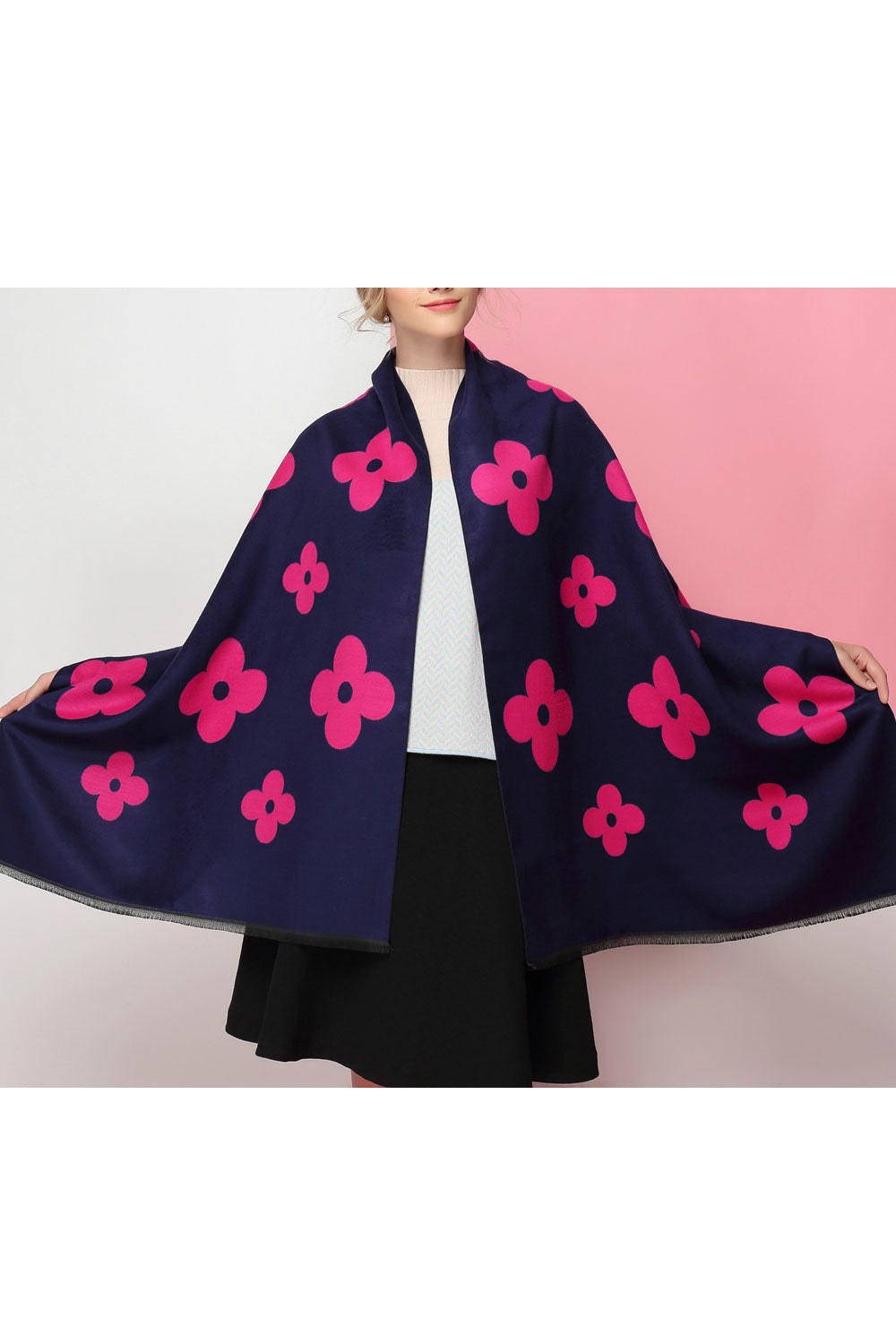 Women Stylish Flower Pattern Cashmere Warm Thick Shawl