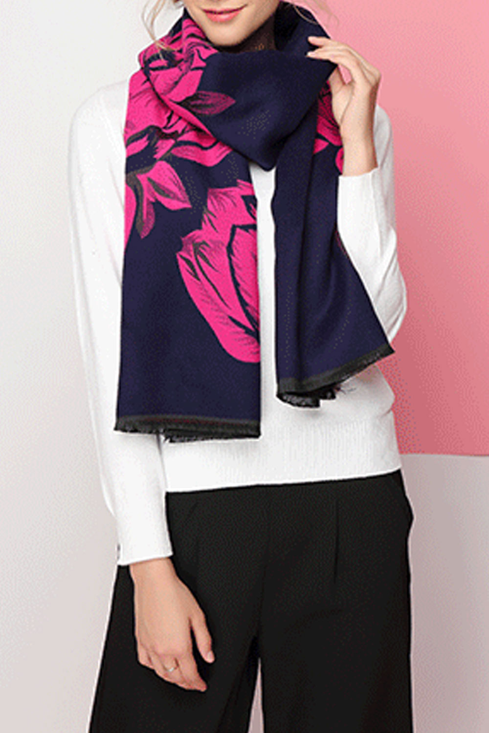 Women Lovely Flower Pattern Thick & Warm Cashmere Shawl