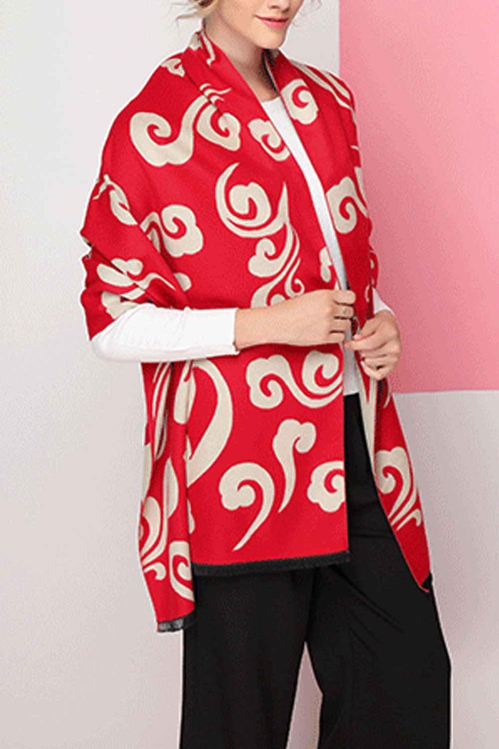 Women Printed Pattern Warm Thick Cashmere Shawl