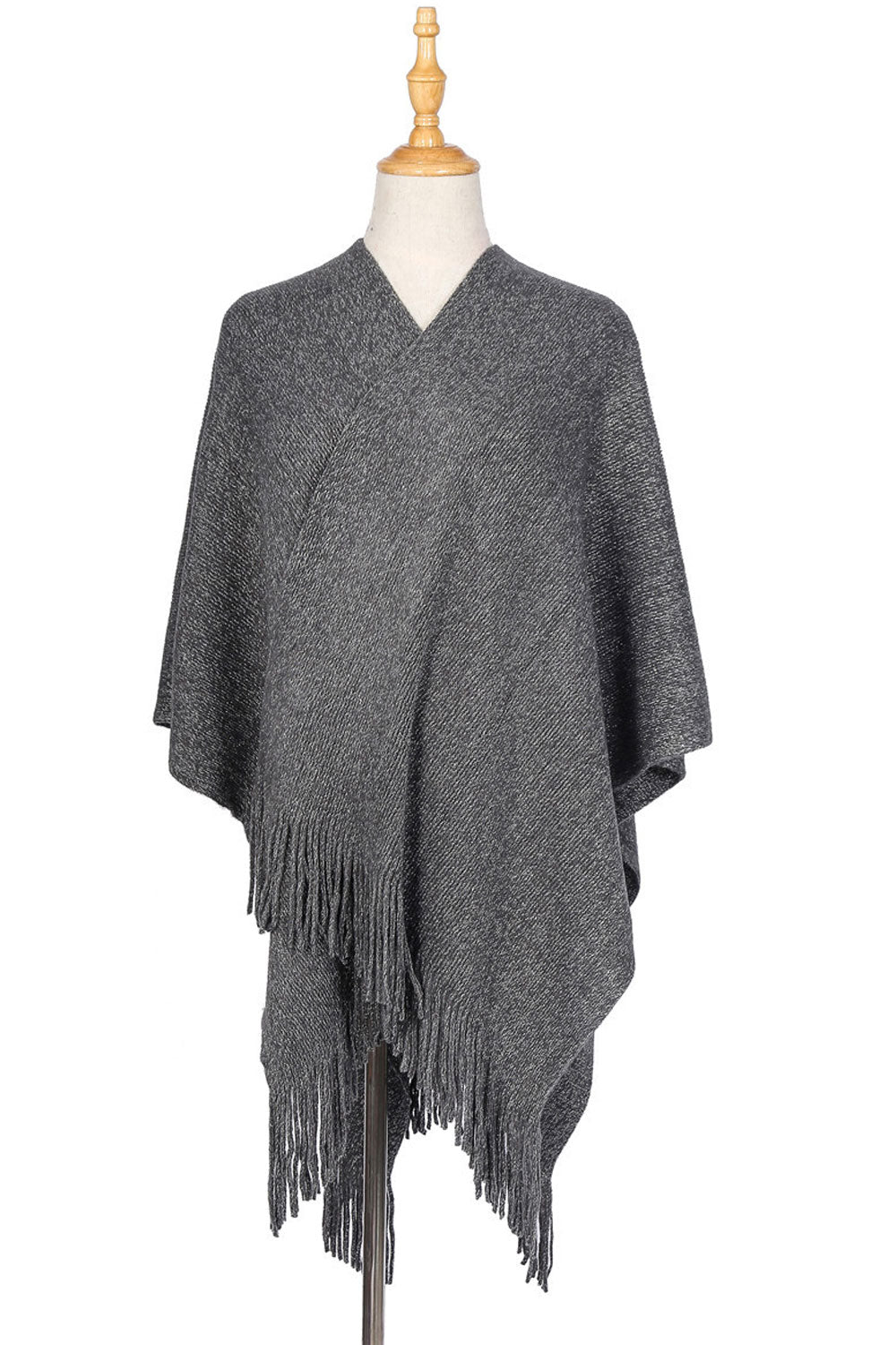 Women Fashion Solid Color Tassel Decorate Warm & Thick Shawl