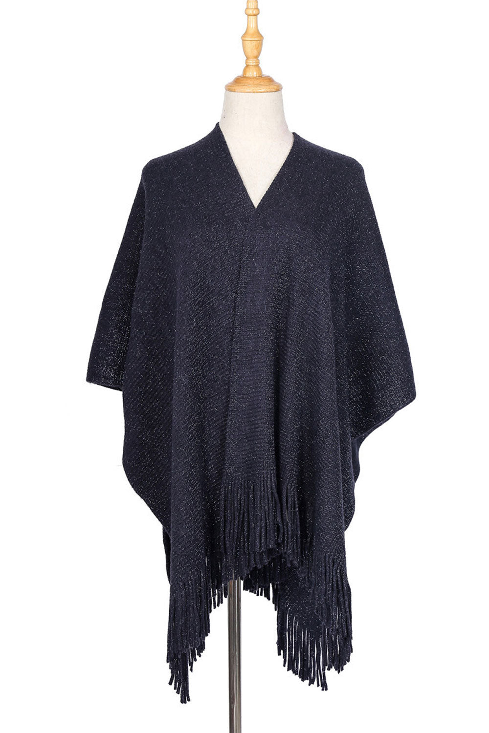 Women Fashion Solid Color Tassel Decorate Warm & Thick Shawl