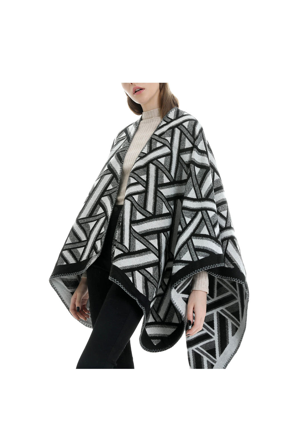 Women Beautiful Geometric Triangle Pattern Warm Shawl