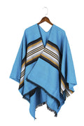 Women Solid Colored Stripe Pattern Warm Shawl
