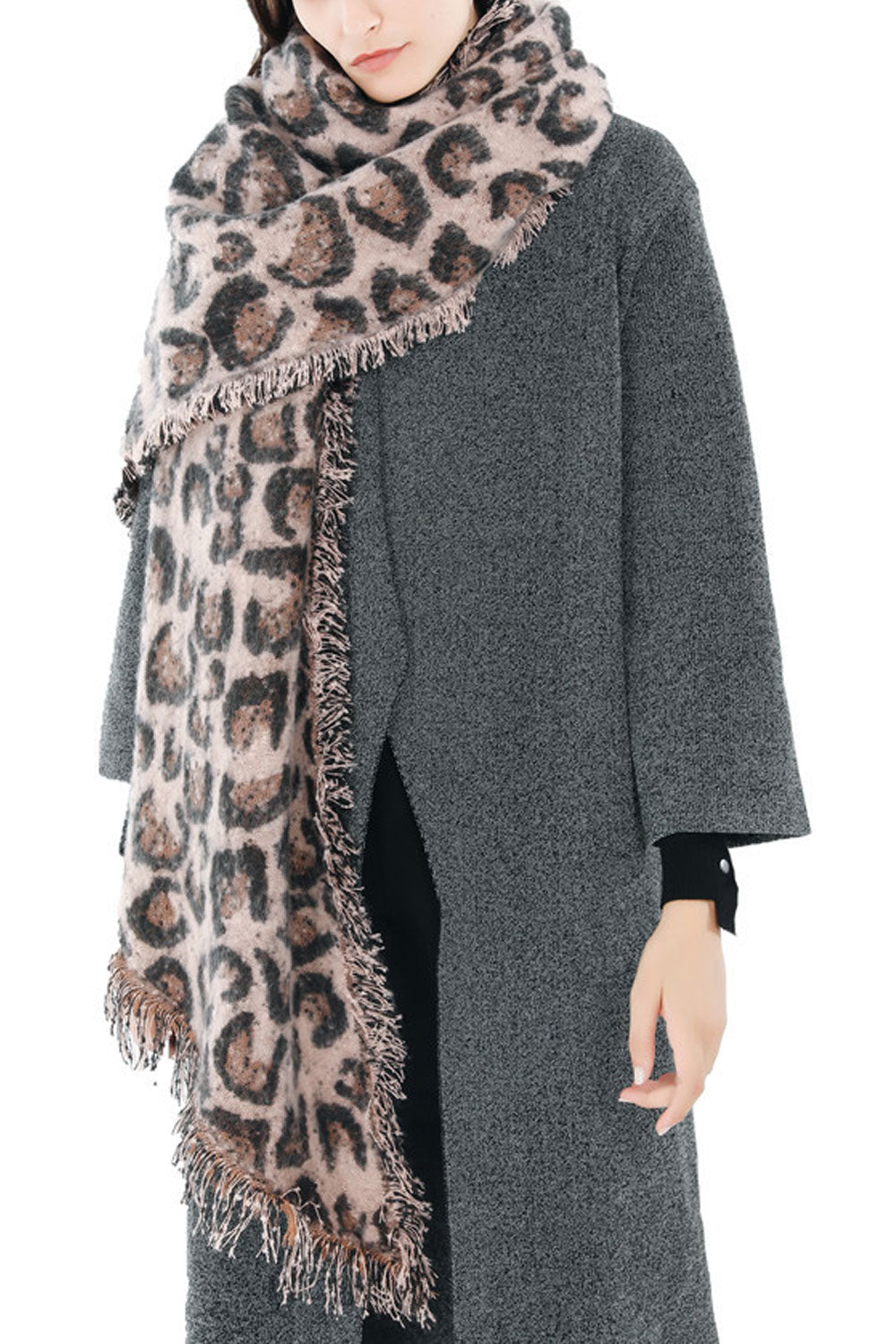 Women Autumn Leopard Pattern Thick & Warm Shawl