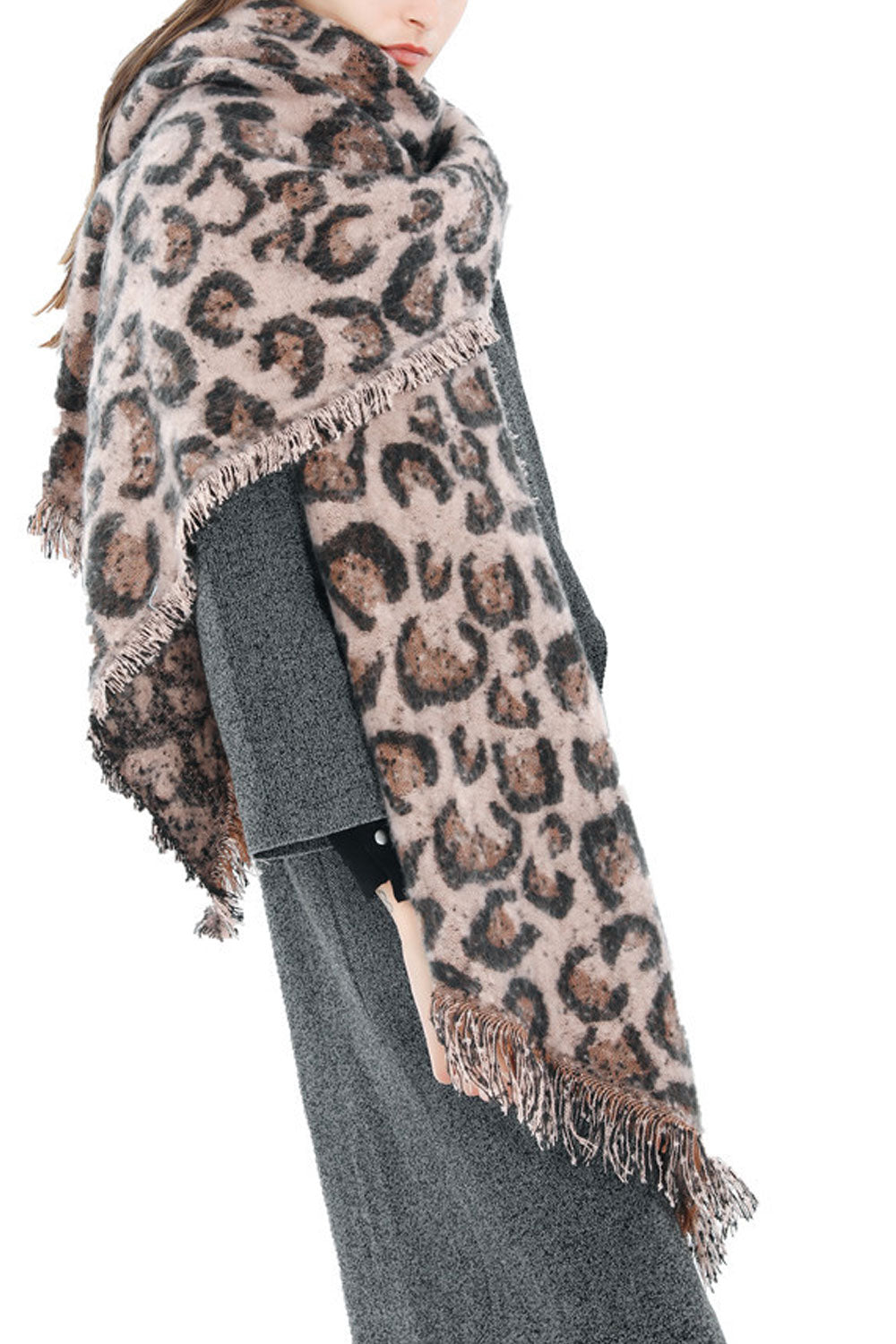 Women Autumn Leopard Pattern Thick & Warm Shawl