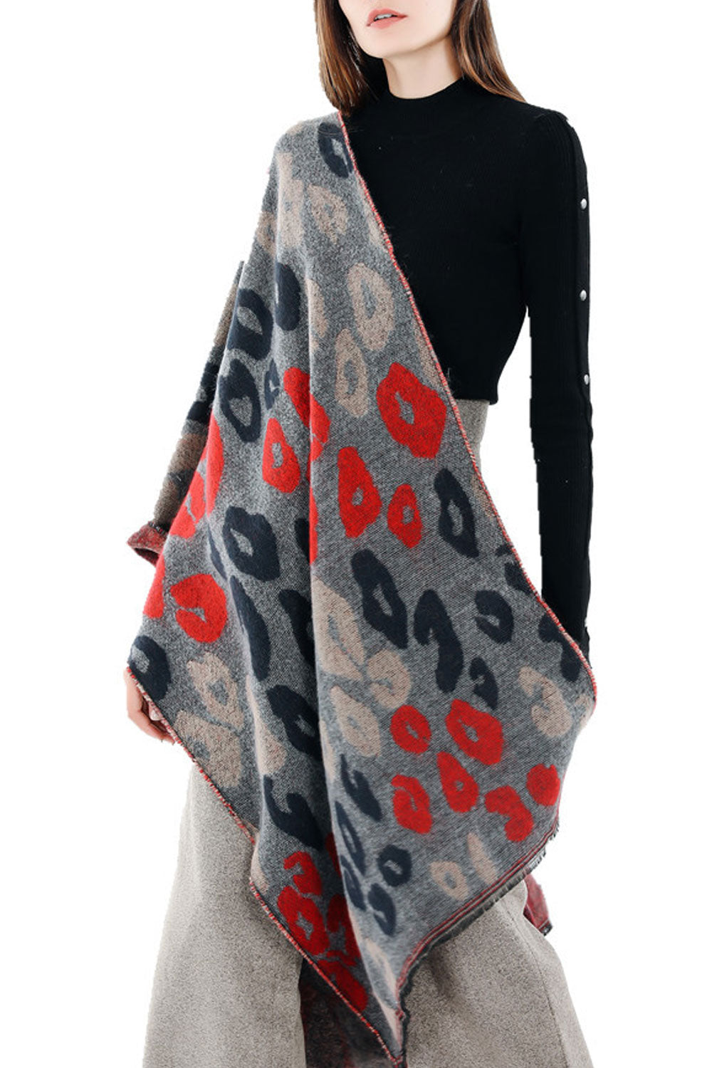 Women Cool Leopard Pattern Warm Thick Cashmere Shawl
