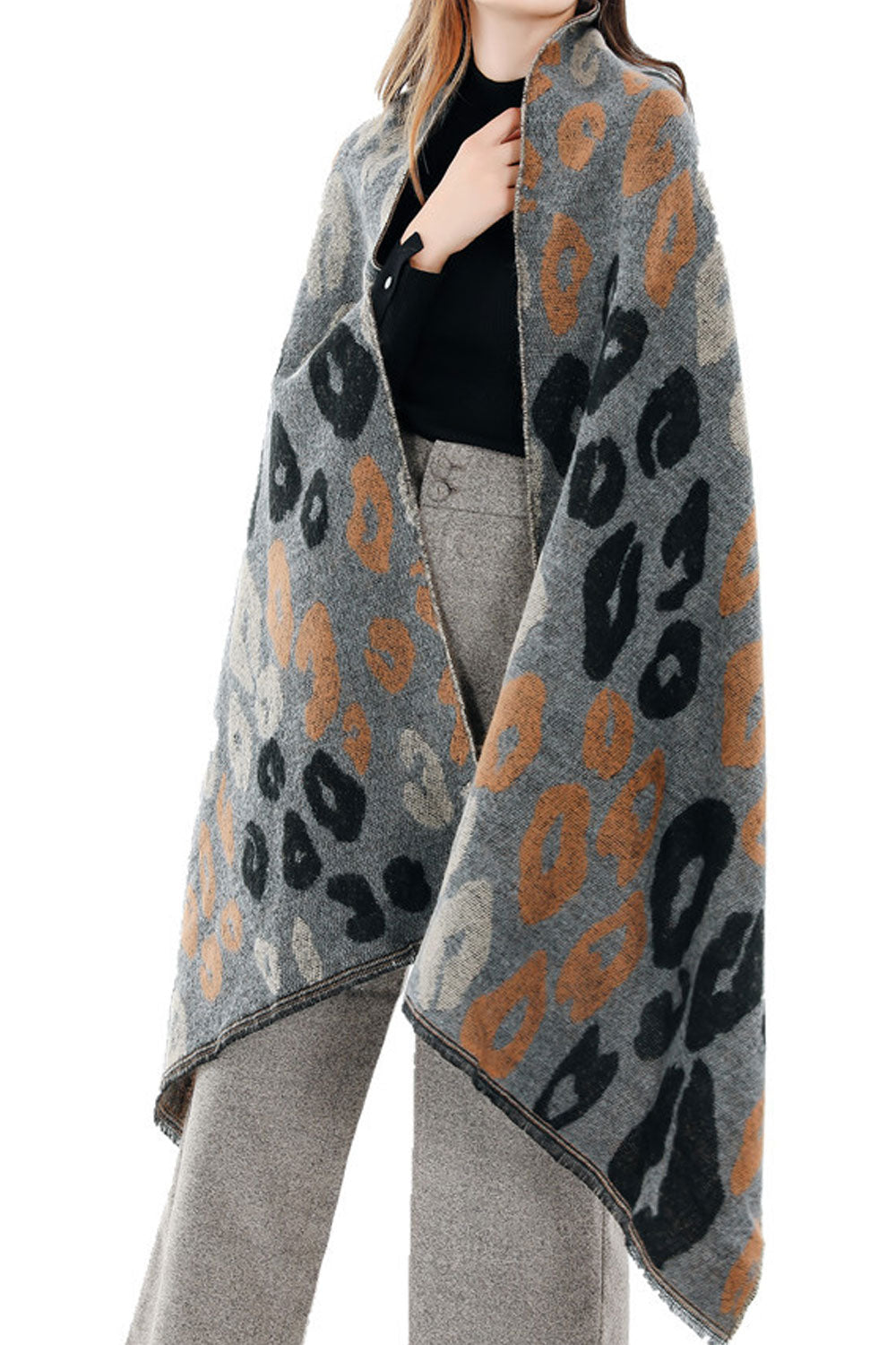 Women Cool Leopard Pattern Warm Thick Cashmere Shawl