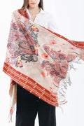 Women Fashion Cashew Flower Tassel Decorated Warm Shawl