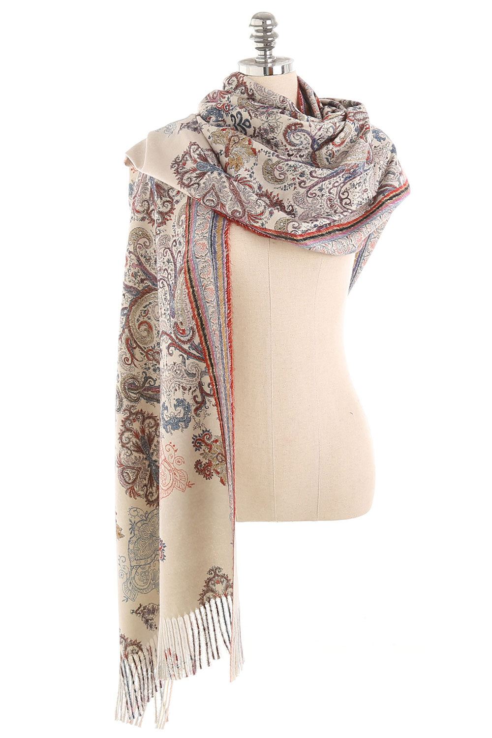 Women Fashion Cashew Flower Tassel Decorated Warm Shawl