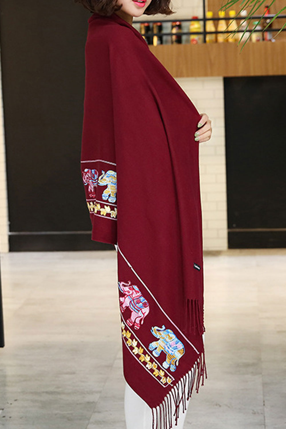 Women Fashionable Tassel Decorated Thick & Warm Shawl