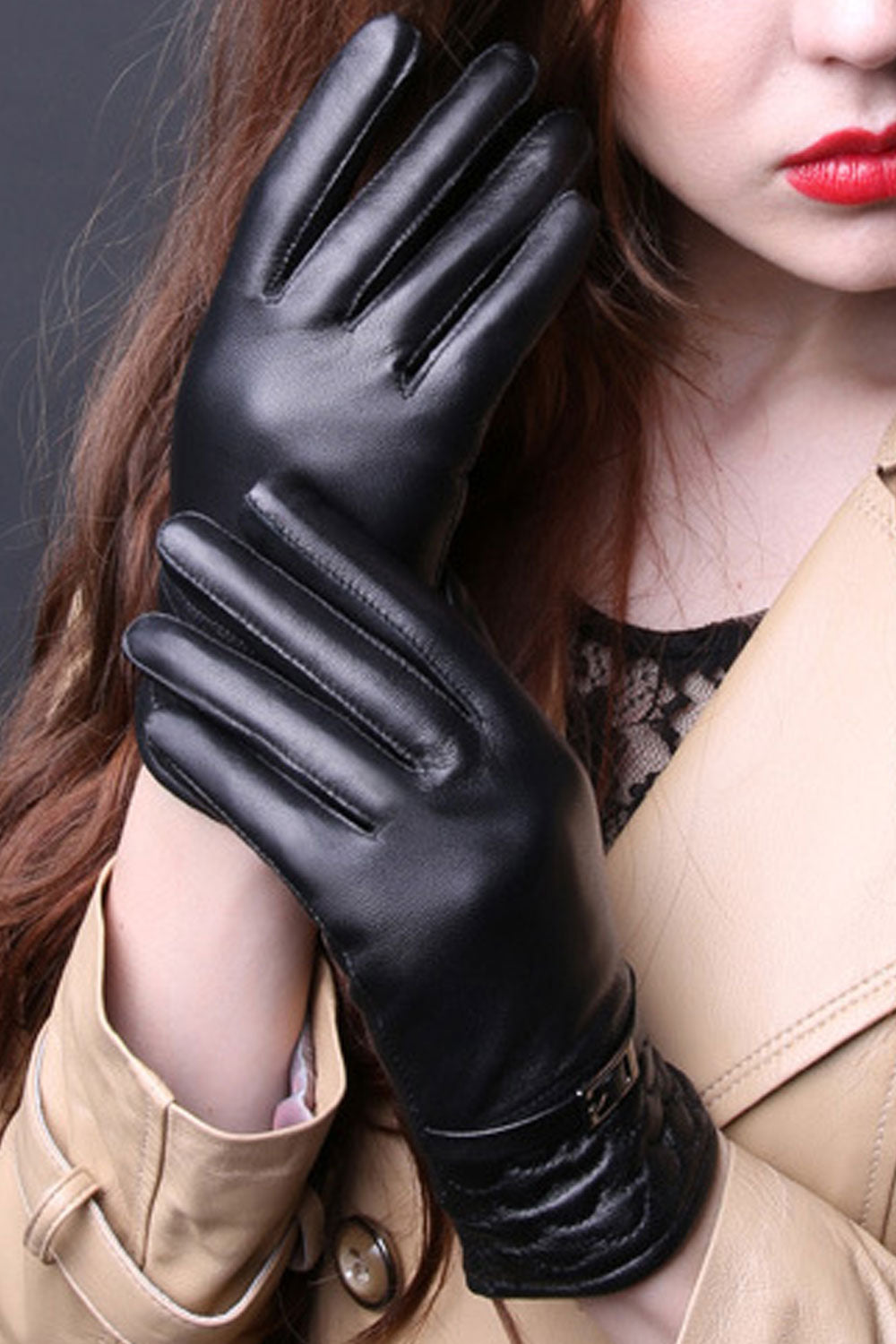 Women Solid Color Winter Warm Thick Gloves