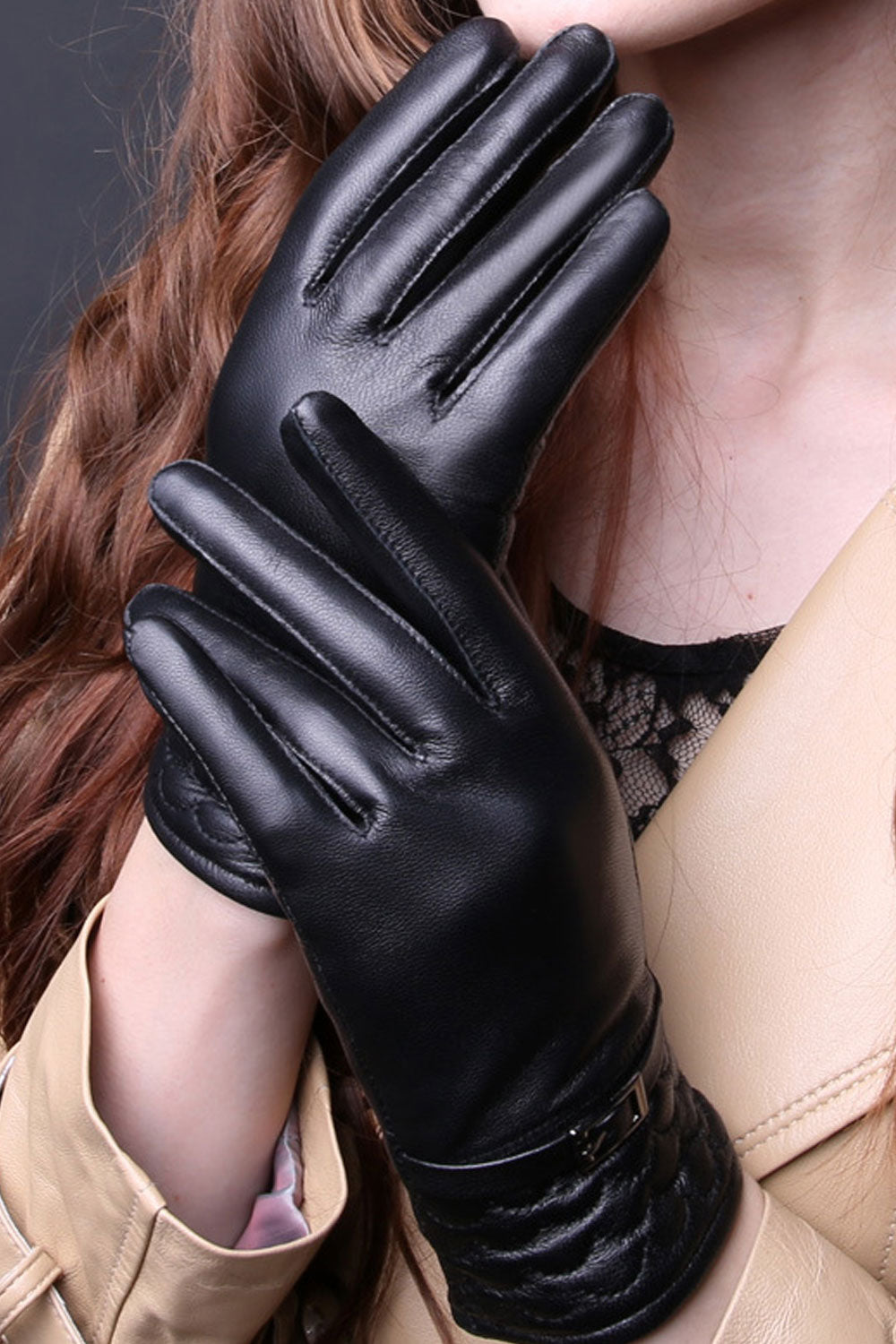 Women Solid Color Winter Warm Thick Gloves