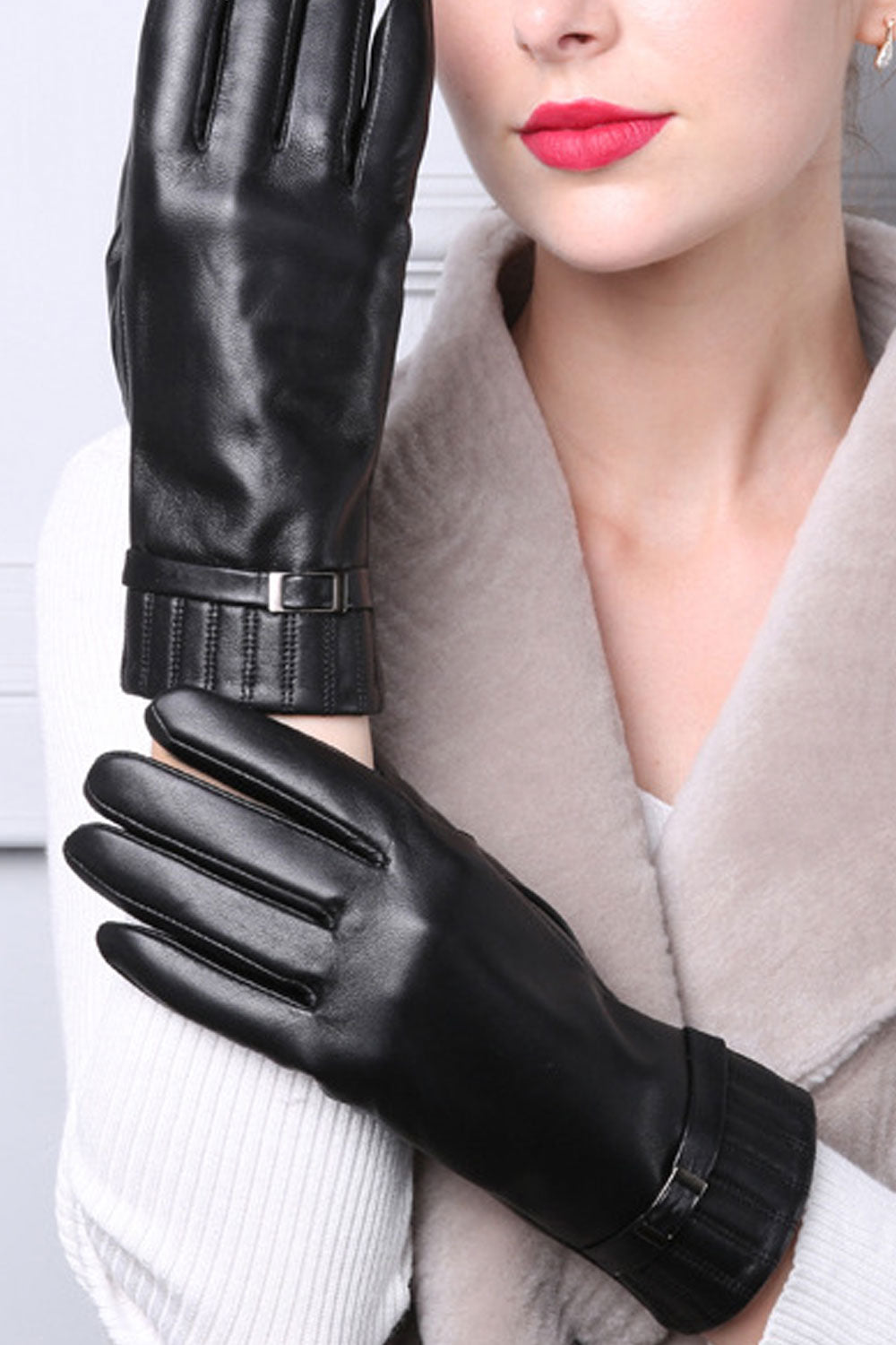 Women Fashion Warm Thick Solid Color Gloves