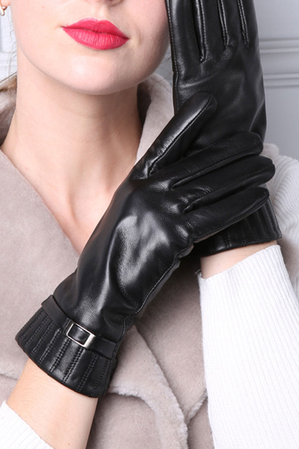 Women Fashion Warm Thick Solid Color Gloves