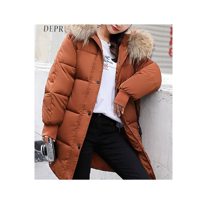 Women Mid Length Solid Colored Cozy Windbreaker Padded Jacket