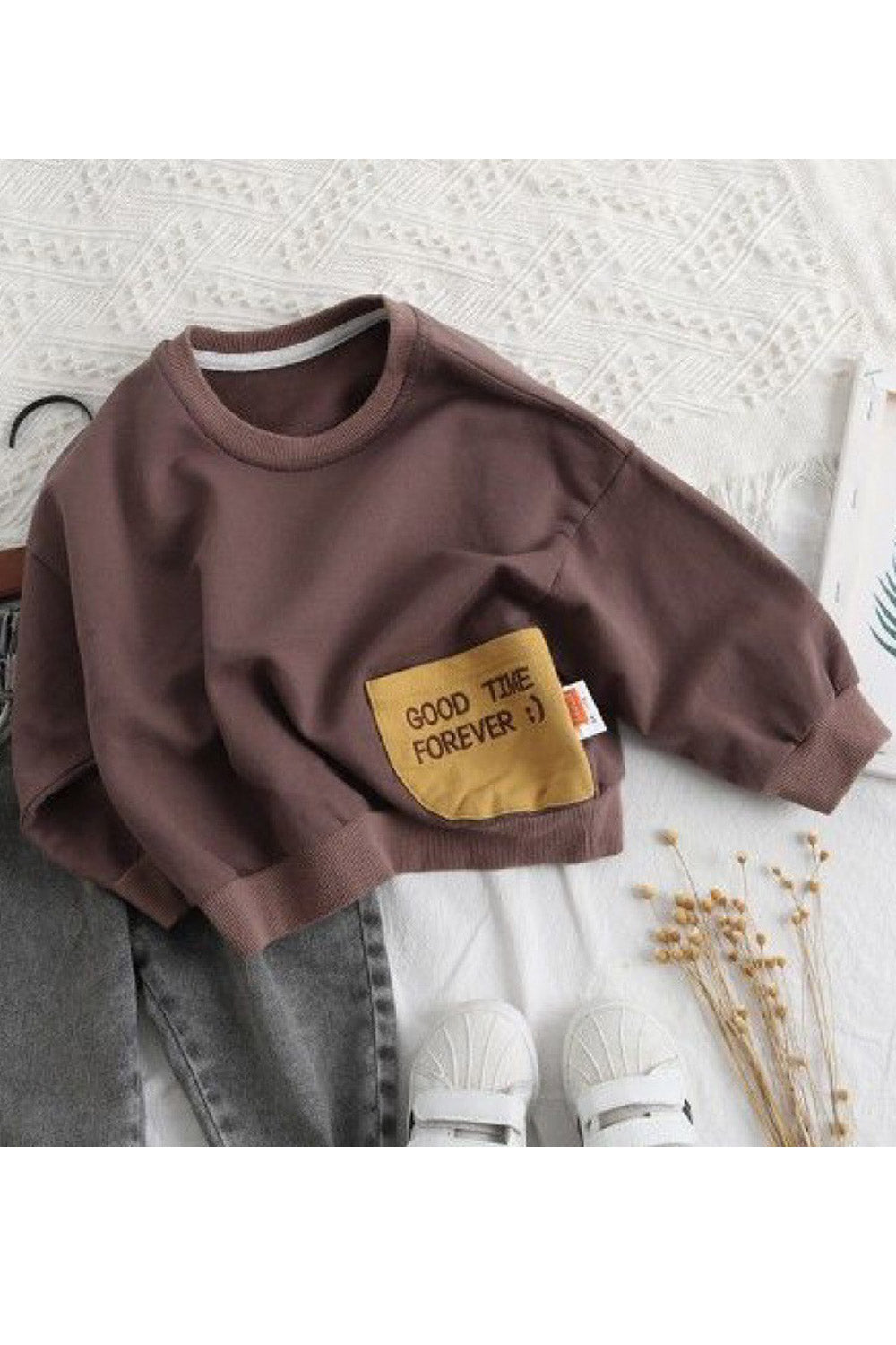 Kids Boys Long Sleeves Solid Pattern High Quality Sweatshirt