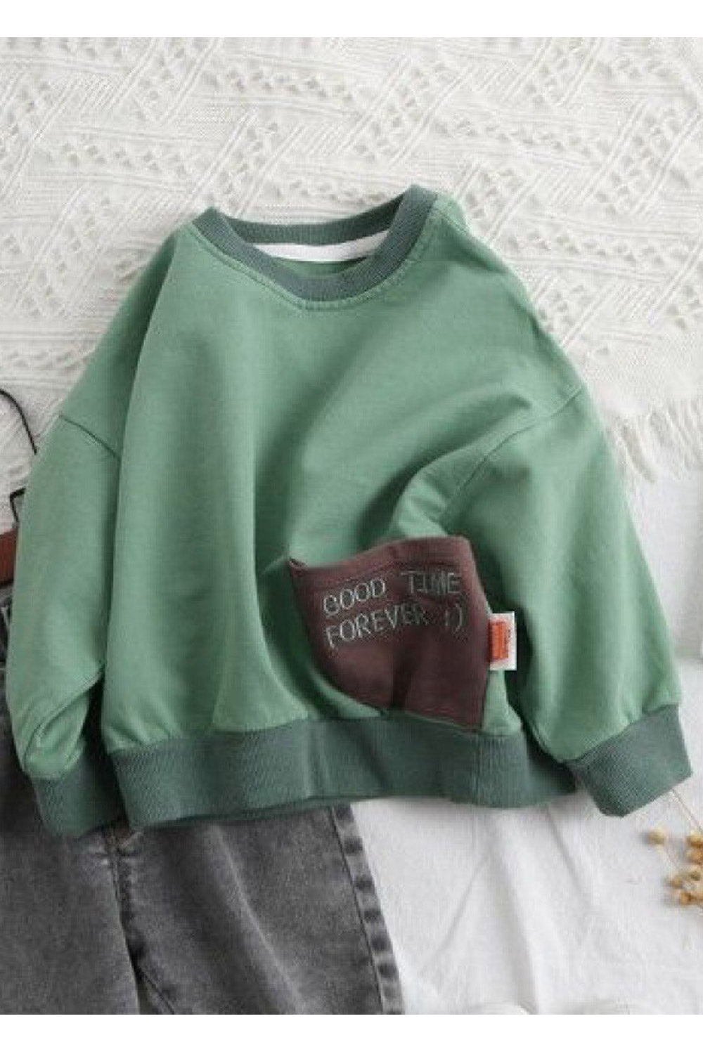 Kids Boys Long Sleeves Solid Pattern High Quality Sweatshirt