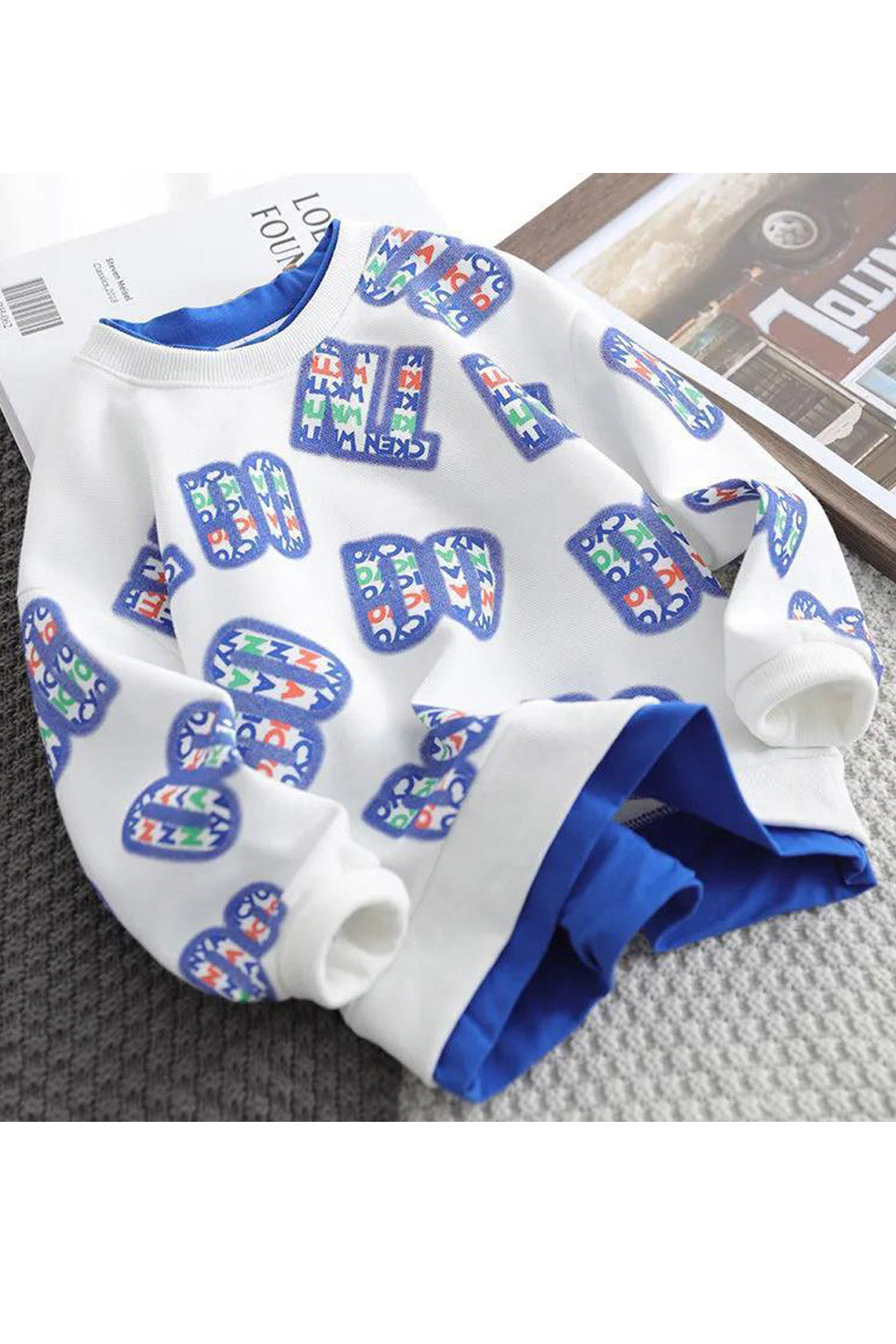 Kids Boys Long Sleeves Loose Fit Graphic Designed Sweatshirt