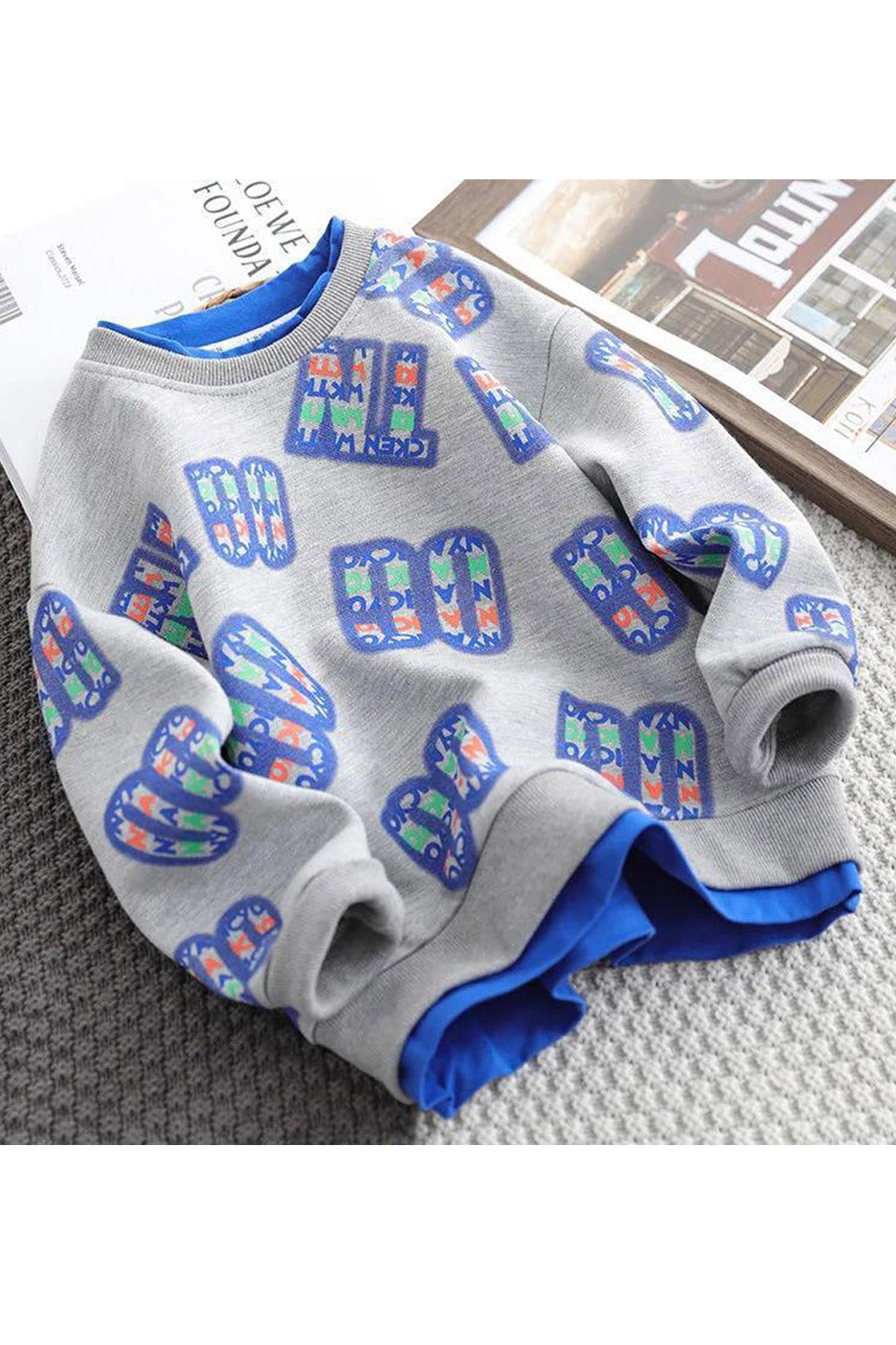 Kids Boys Long Sleeves Loose Fit Graphic Designed Sweatshirt