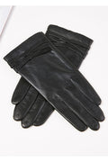 Women Breathable & Warm Solid Colored Leather Gloves
