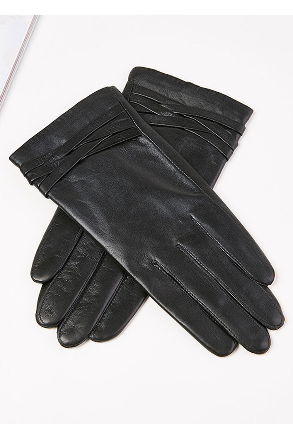 Women Breathable & Warm Solid Colored Leather Gloves