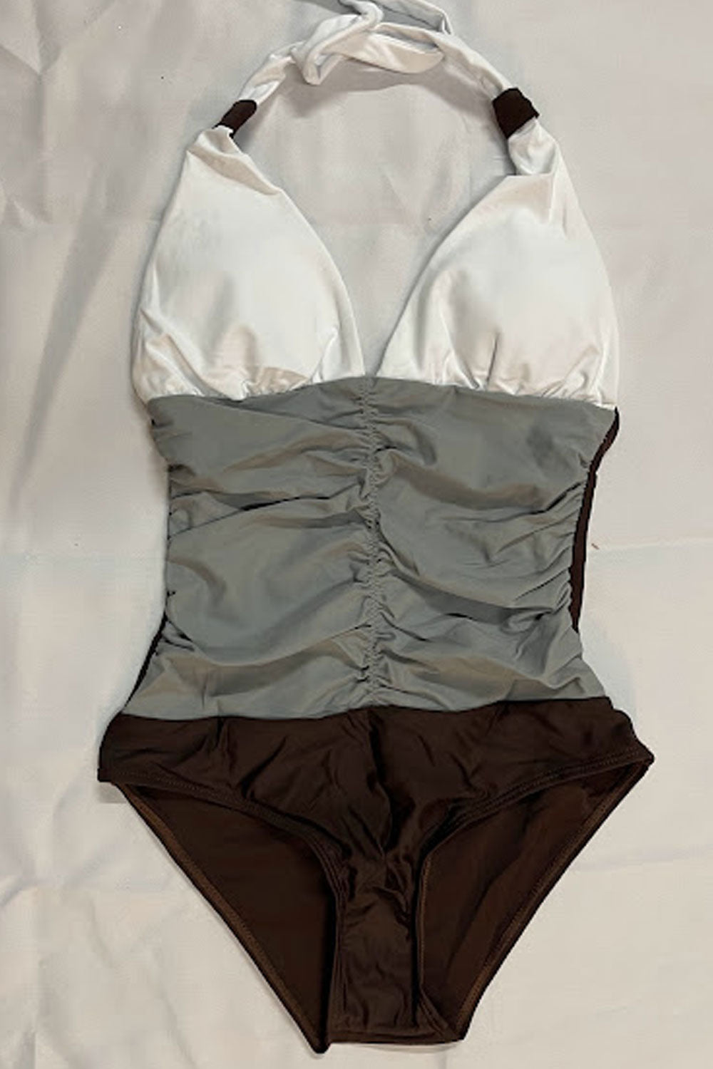 Women Stimulating Hang Neck Stitching Chest Sleeveless Thin Fitted Swimwear