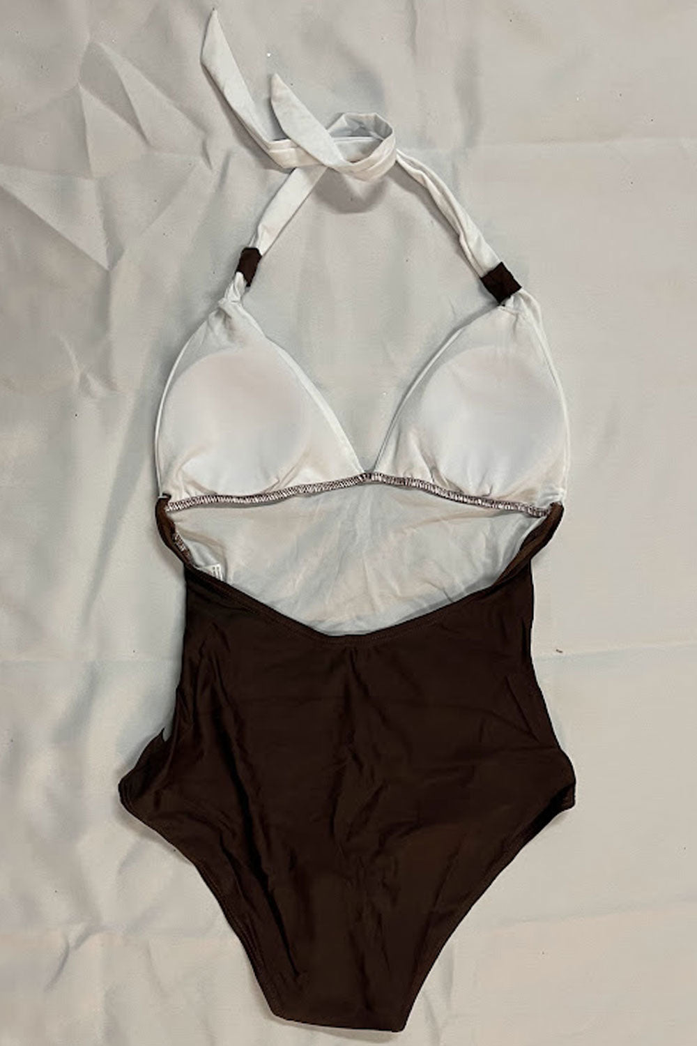 Women Stimulating Hang Neck Stitching Chest Sleeveless Thin Fitted Swimwear