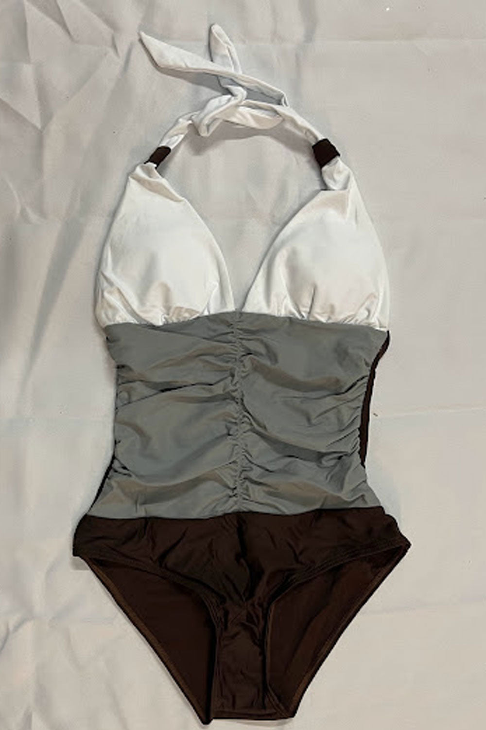 Women Stimulating Hang Neck Stitching Chest Sleeveless Thin Fitted Swimwear