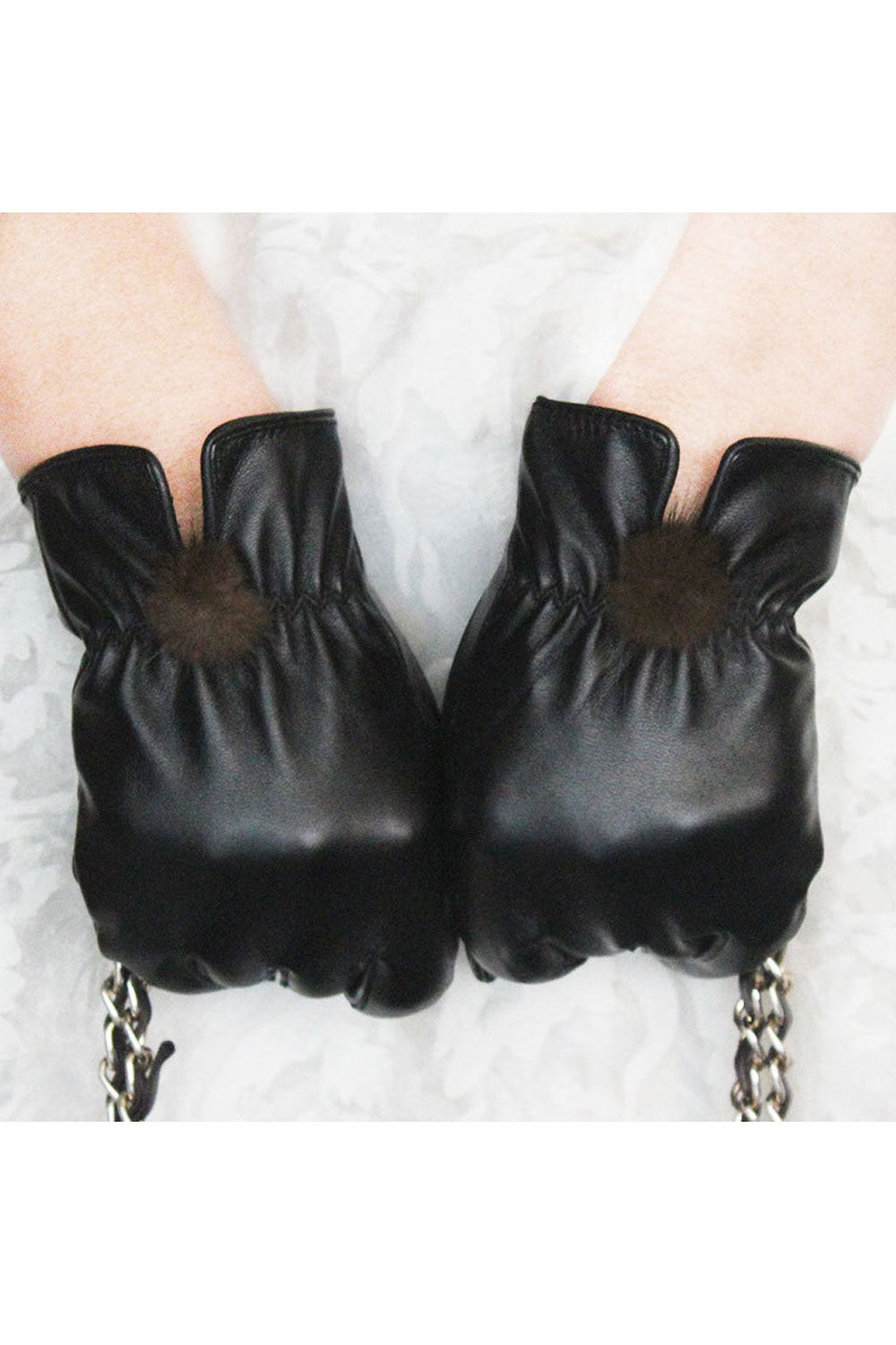 Women Classy Solid Colored Thick Warm Leather Gloves