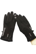 Women Windprood Zipper Warm & Thick Leather Gloves