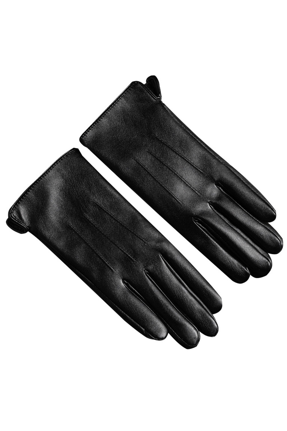 Women Classy Warm Thick Solid Colored Casual Leather Gloves