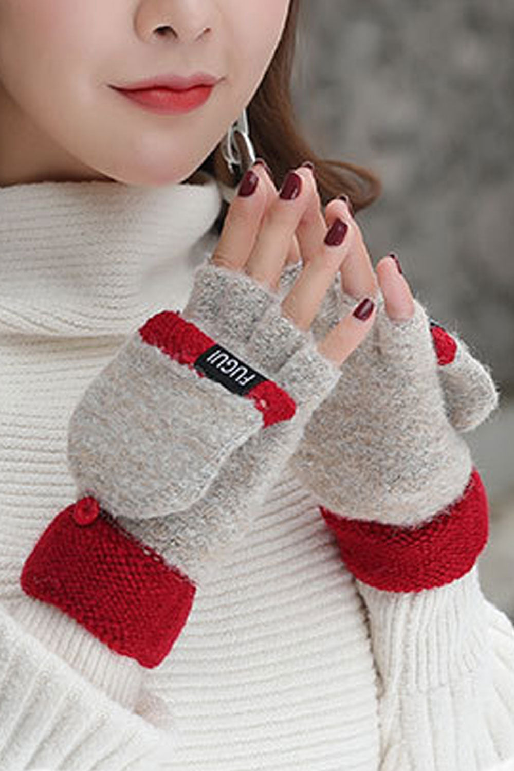 Women Classy Half Fingeer Cute Thick & Warm Winter Gloves