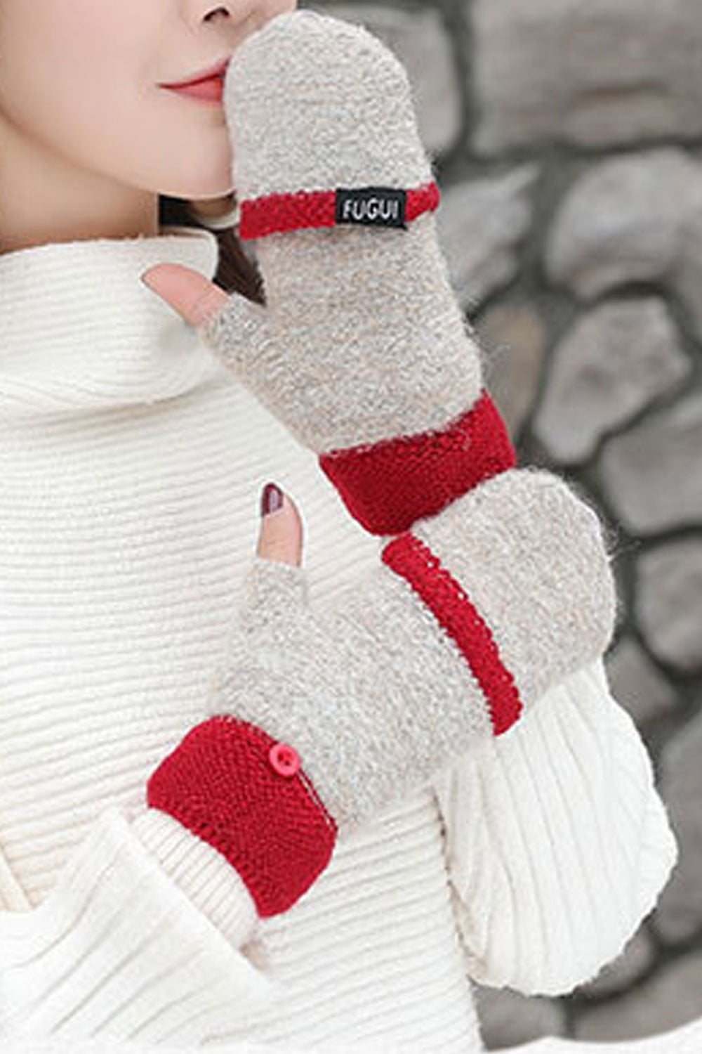 Women Classy Half Fingeer Cute Thick & Warm Winter Gloves
